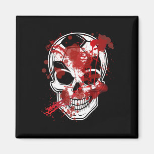 Halloween Soccer Byll Pumpkin Skull Soccer Player  Magnet