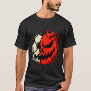 Halloween Soccer Byll Pumpkin Skull Soccer Player T-Shirt