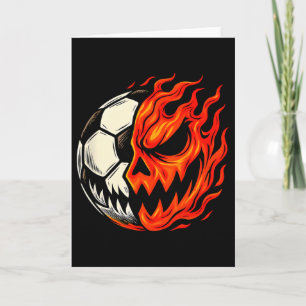 Halloween Soccer Ll Pumpkin Flame Scary Face Card