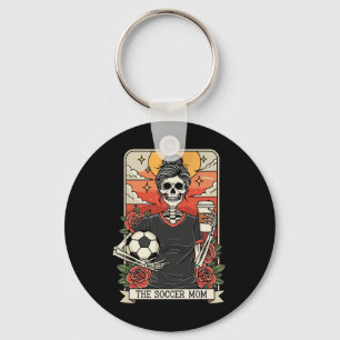 Halloween Soccer Mom Funny Tarot Card Skeleton Gam Key Ring