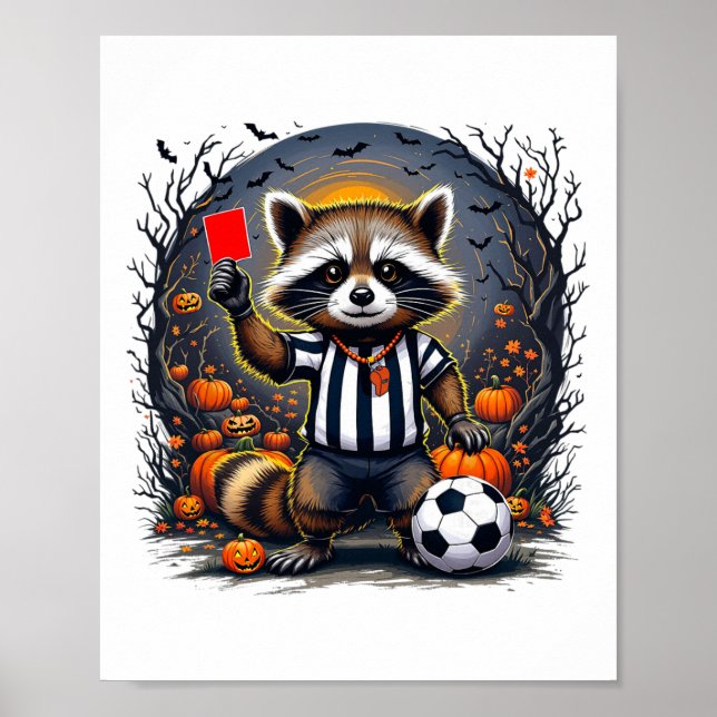 Halloween Soccer Referee Funny Red-card Feral Ref  Poster (Front)
