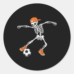 Halloween Soccer Skeleton Footll Trick Or Treat Sp Classic Round Sticker