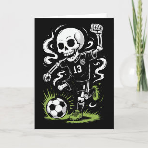 Halloween Soccer Skeleton Under Orange Moon _1 Card