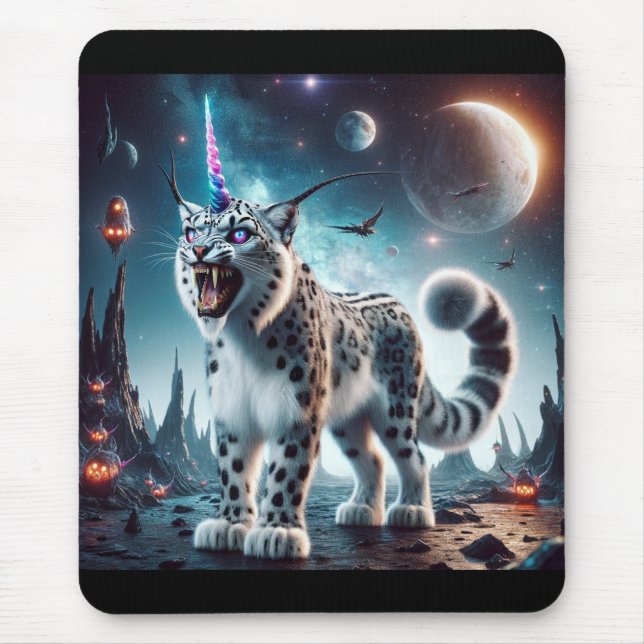 Halloween Space Snow Leopard Unicorn Mouse Pad (Front)