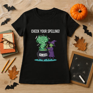 Halloween Spell-Checker Witch Funny Teacher  T-Shirt