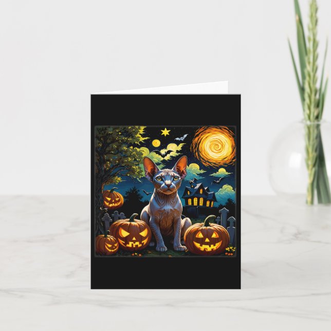 Halloween Sphynx Starry Night  Card (Front)