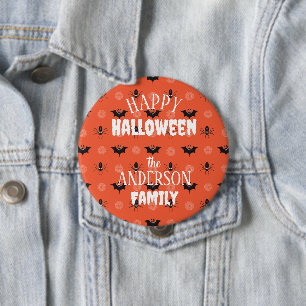 Halloween spider, bat & cobweb pattern 10 cm round badge