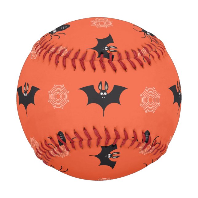 Halloween spider, bat & cobweb pattern baseball (Front)