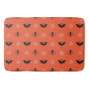 Halloween spider, bat & cobweb pattern bath mat