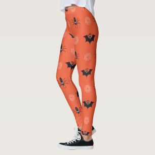 Halloween spider, bat & cobweb pattern leggings