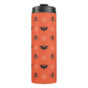 Halloween spider, bat & cobweb pattern thermal tumbler