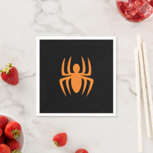 Halloween spider black orange spooky paper napkin