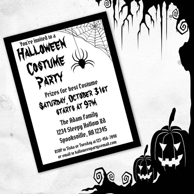 Halloween Spider Costume Party Invitation Postcard (Creator Uploaded)