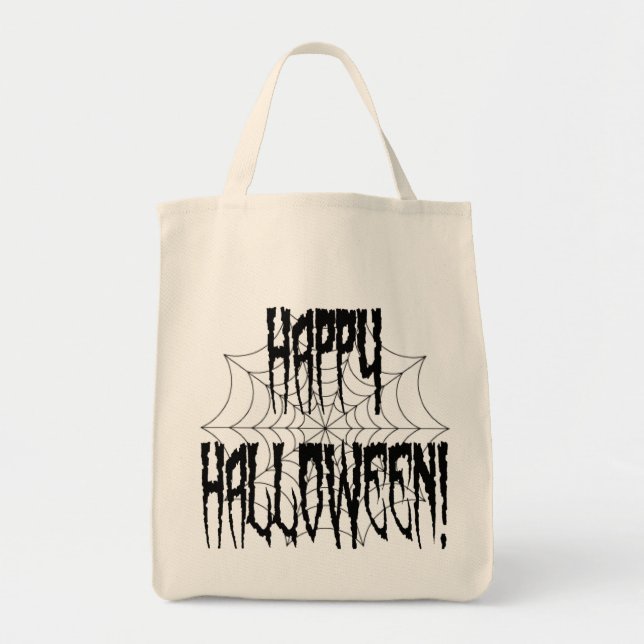 Halloween Spider Fingers and Web Tote Bag (Front)
