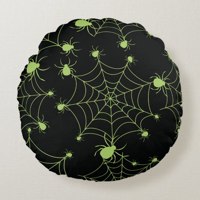Halloween Spider Net Creative Pattern Round Cushion (Front)