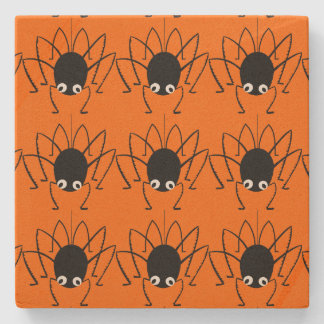 Halloween Spider Orange Stone Beverage Coaster