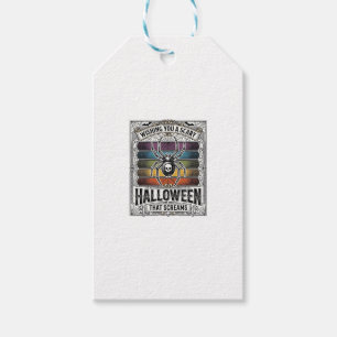 Halloween Spider Scary Retro Engraving Rainbow Web Gift Tags