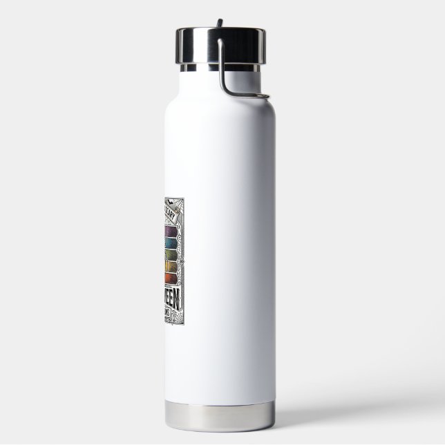 Halloween Spider Scary Retro Engraving Rainbow Web Water Bottle (Left)