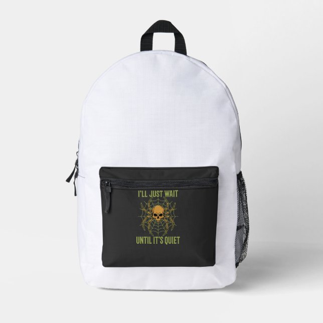 Halloween Spider Skull Quiet Printed Backpack (Front)