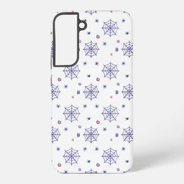 Halloween Spider Web and Candy Pattern Samsung Galaxy S22+ Case (Back)