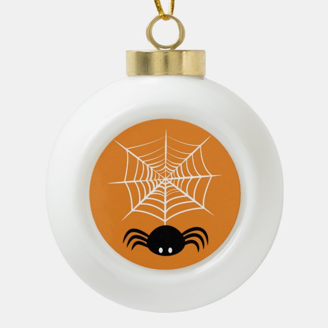 Halloween Spider Web  Ceramic Ball Christmas Ornament (Front)