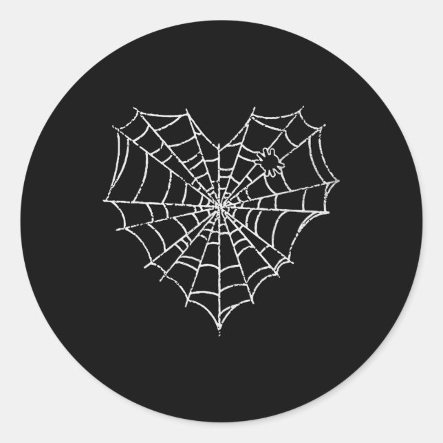 Halloween Spider Web Costume Cute Heart Spider Web Classic Round Sticker (Front)