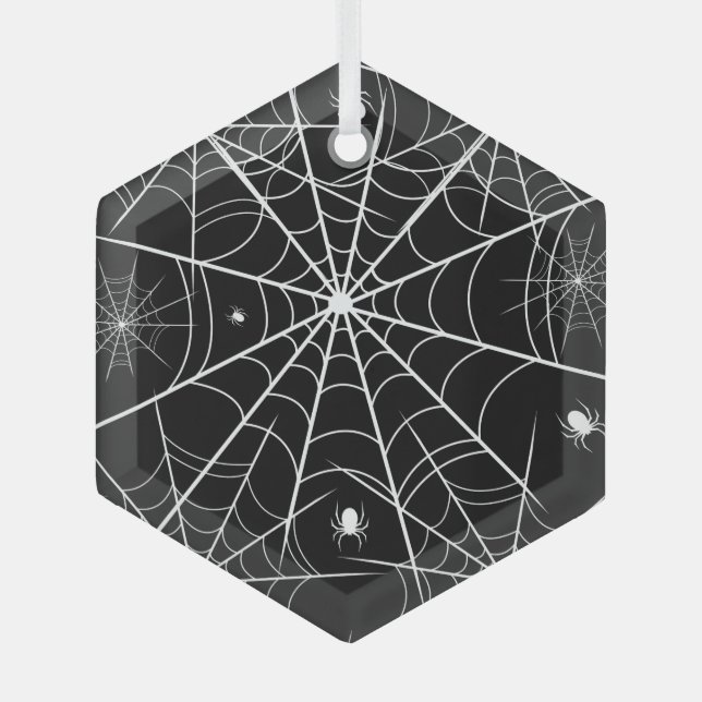 Halloween Spider Web Glass Tree Decoration (Front)
