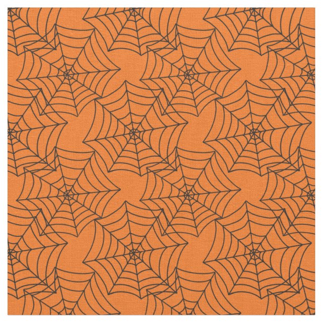 Halloween Spider Web Orange Fabric (Close Up)