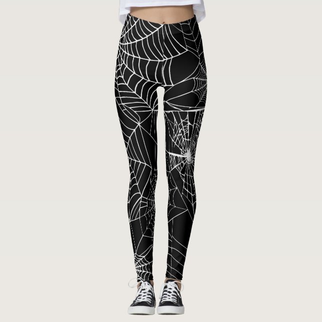 Halloween Spider Web Pattern Costume Leggings (Front)