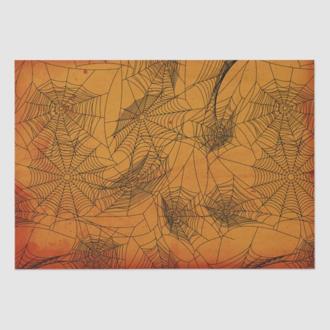Halloween Spider Web Pattern Orange Tissue Paper (Front)