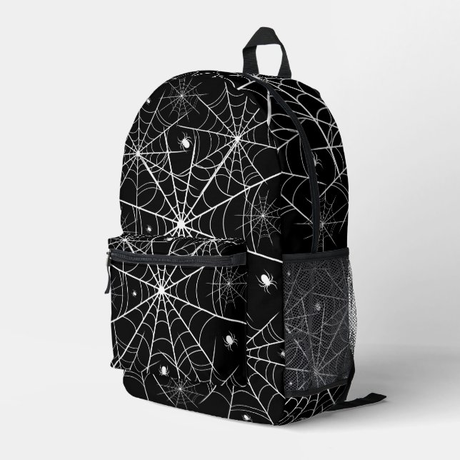 Halloween Spider Web Printed Backpack (Back Corner Right)