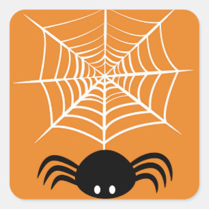 Halloween Spider Web Square Sticker