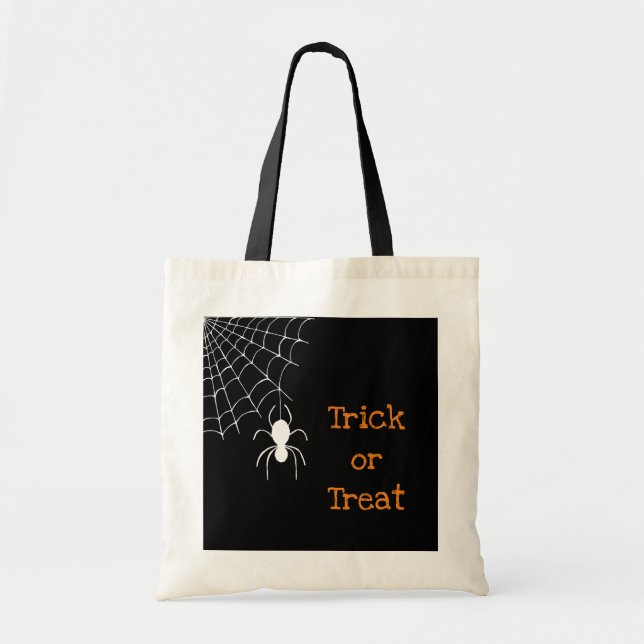 Halloween Spider Web Trick or Treat Tote Bag (Front)