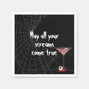 Halloween Spider Web With Eyeball Martini Napkin