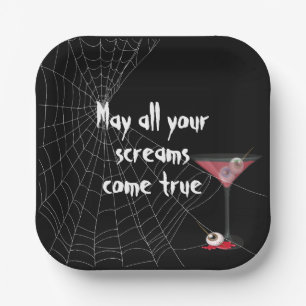 Halloween Spider Web With Eyeball Martini Paper Plate