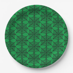 Halloween Spider Webs on Green Paper Plate