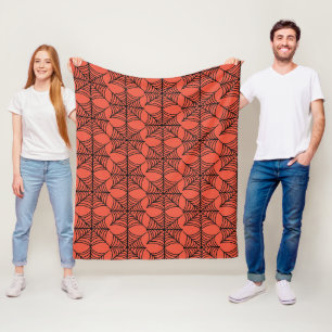 Halloween Spider Webs on Orange Fleece Blanket