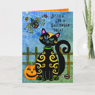 Halloween Spider Witch Personalised Card