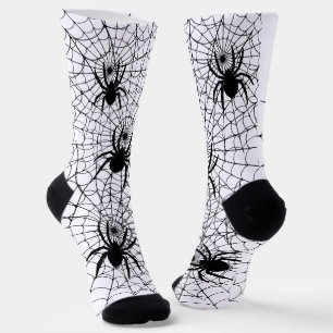Halloween Spiders and Spiderwebs Creepy Pattern Socks