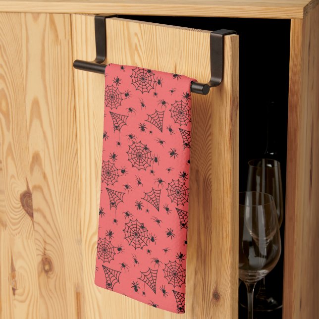 Halloween Spiders and Webs on Tea Towel (Thirds Fold)