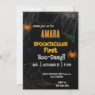 Halloween Spiders Birthday Halloween Invitation