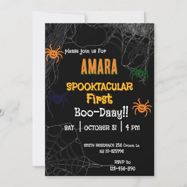 Halloween Spiders Birthday Halloween  Invitation (Front)