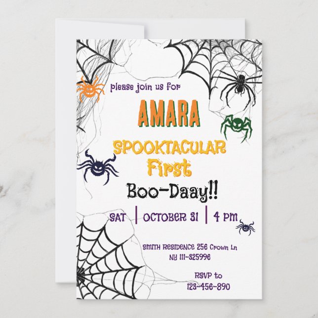 Halloween Spiders Birthday Halloween  Invitation (Front)