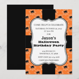 Halloween Spiders Birthday Party Invitation