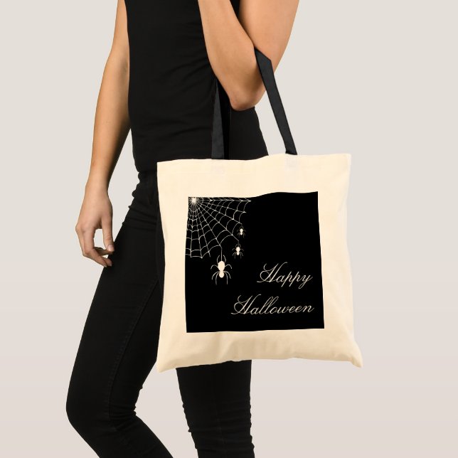 Halloween Spiders Black White Web Tote Bag (Front (Product))
