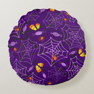 Halloween Spiders & Candy Purple Pillow