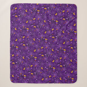 Halloween Spiders & Candy Purple Sherpa Blanket