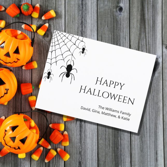 Halloween Spiders Creepy Web Black White Holiday  Postcard (Creator Uploaded)