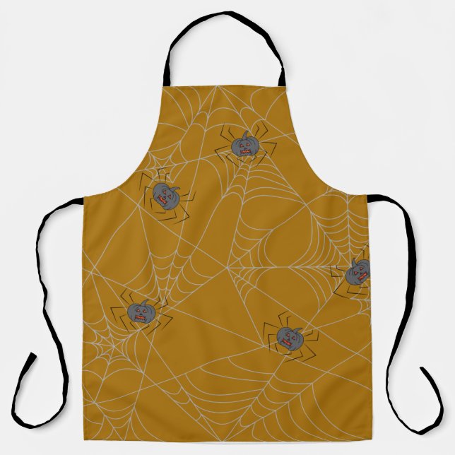 Halloween spiders web and pumpkins apron (Front)