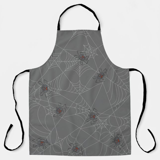 Halloween spiders web and pumpkins  apron (Front)